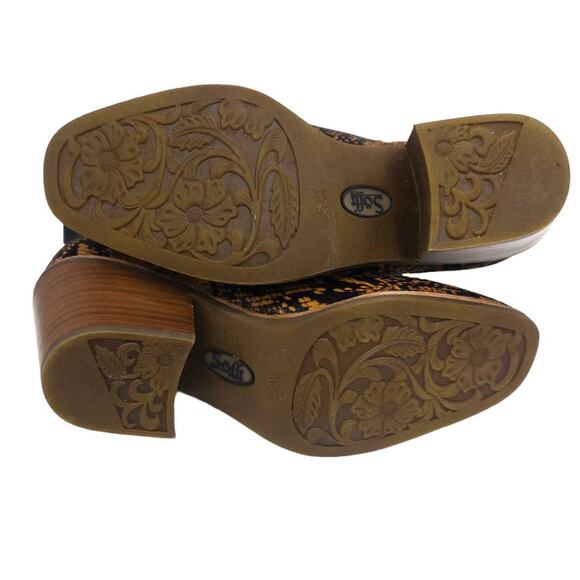 Sofft Canelli Snake Print Calf Hair Square Toe Heeled Ankle Boots 8 Women's - Picture 7 of 10